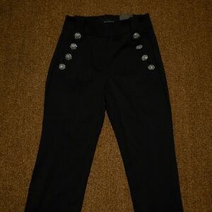 WHBM Black Straight Leg Pants with Silver Button Accents